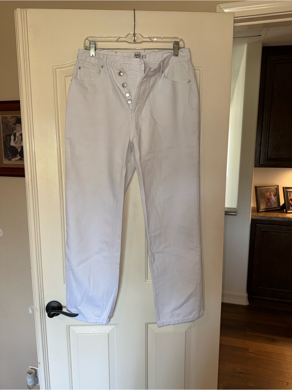 Women’s White Casual Button-Fly Pants
